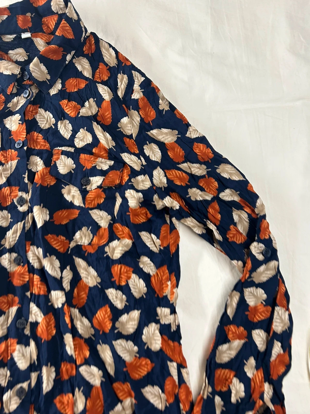 Hemd 100% viscose marineblauw met vintage patronen – photo 5